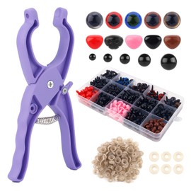 Safety Eye Making Kit, Safety Eye Snapper Crochet Tool with Various Stuffed Animals Crochet Eyes, Noses and Washers Auxiliary Pliers for Amigurumi 5-30mm Toy Making Supplies