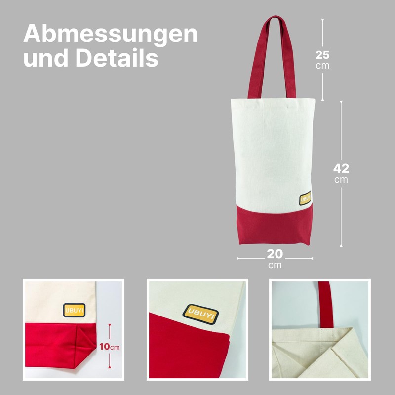 UBUYI Cotton Bag 20 x 42 x 10 cm, 450