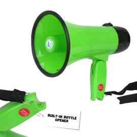 B S Lound Speaker 20 watt Megaphone with Siren Bullhorn,4 Mode,Foldable Handle for Dog Walking Emergency,Cheerleading,Home Party,Lifeguards,Coaches with Bottle Opener (Screaming Green)