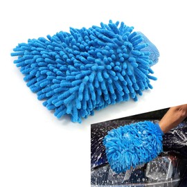 MLY Microfiber Car Wash Mitt, Double-Sided Plush Green Mitt Kit Cleaner, Car Wash Mitt Scratch Free for Car Washing and Home Cleaning (7.12" x 10.14" # Blue)