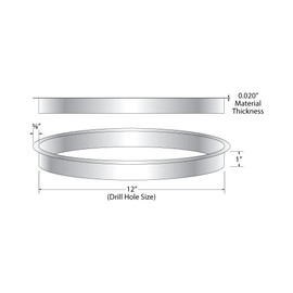 Outwater 12" (Nominal) Diameter x 1" Height 304 Polished Stainless Steel Trash Grommets for Countertop Inserted Trash