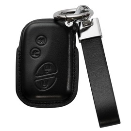 Smyfob Black Leather Keychain and car Key fob Cover Compatible with Lexus Shell Holder case Gifts Accessories ES250 ES300h ES350 IS300 IS350 NX300 RC F RC300 RC350 RX350L RX450h RX450hL
