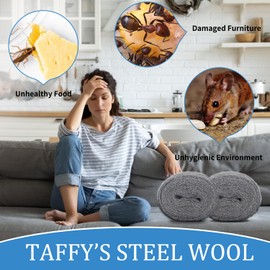 TAFFY'S Steel Wool for Mice Control - 4 Pack of 315Ft Steel Wool, Gap Filter for House & Garage - Keep Mice Away from HolesSidingPipelineVents in Garden, House, 5.29oz (4)