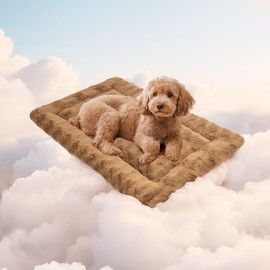 MORA PETS Medium Dog Crate Bed Flat Dog Bed Mat with Anti-Slip Bottom Washable Pet Blanket Cushion for Puppy Cats Kitten, 60x45cm, Brown