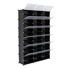 cffs 12-tier Portable 72 Pair Shoe Rack Organizer 36 Grids Tower Shelf Storage Cabinet Stand Expandable for Heels, Boots, Slippers, Black