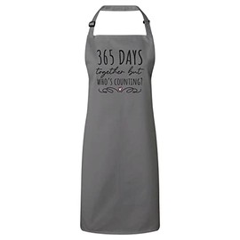 Fabulous Premium Kitchen Apron 365 Days Together but Who's Counting Wedding Anniversary Celebration Gift Ideas Couple Marriage, gray