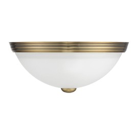 Savoy House 6-780-11-322 Traditional White Etched Glass Flush Mount, 2-Light 80 Total Watts, 5" H x 11" W, Warm Brass