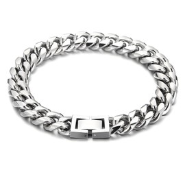 Silverso Cuban Link Bracelet for Men, 10mm Stainless Steel, Smooth Durable & Fade-Resistant Design (8.6 in)