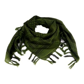 [FOCUHUNTER] Arab Scarf Tactical Desert Survival Game Scarf Shemagh Scarf Keffiyeh Scarf Headneck Scarf Cotton 43x43 Inch Head Wrap Arab Scarf with Tassel, green