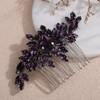 Rumtock Purple Rhinestones Beads Hair Piece Wedding Bridal Hair Comb