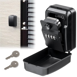 Eesupply Key Box Security Wall-Mounted Outdoor 4-Digit Dial Type with Emergency Unlock Key Key Holder Security Anti-Theft Entrance Homestay Black EEX-SLKB02BK