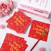 JarThenaAMCS 50Pcs Happy Valentine's Day Cocktail Napkin Red Gold Heart