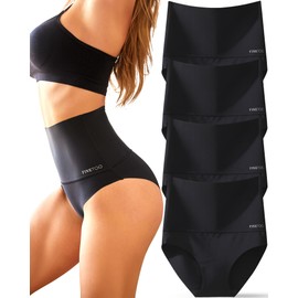FINTETOO Light Tummy Control Underwear Women High Waisted Briefs Plus Size Shapewear Under Dress Ladies Panties S-XXXL