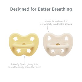 Orthodonic Natural Rubber Dummy, 3-36 Months, Double Pack, Pale Butter & Milk White