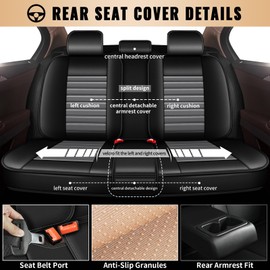JIAMAOXIN Car Seat Covers Fit for Hyundai Tucson 2010-2025: Full Set 5 Seats Faux Leather Seat Cover Waterproof Seat Protectors Automotive Seat Cushion(Black&Grey)-2 Rows 5 Seats