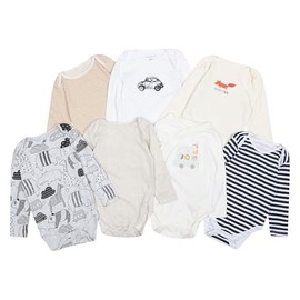 Ex UK Store Baby 7 Pack Long Sleeve Bodysuits Boys Girls Cotton 0 to 36 Months (Boys NB)