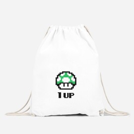 MoonWorks Gym Bag Birthday Retro Pixel Mushroom 1-Up Mushroom Level-Up Gaming Console 90s