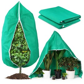 RooTrimmer Plant Covers Freeze Protection, 4-Pack Frost Covers with Zipper Drawstring Plant Protection Cover Bags for Outdoor Winter Frost Cold Weather Shrubs Trees Jacket Covers (31.5" x 47.3",Green)