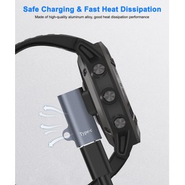 Watch Charger Adapter, AIYEEN USB C Adapter Female to Male Charging Port Compatible with Garmin Fenix 7/7S/7X/6/6X/6S etc, Type C Watch Charger with Right Angle (Right)