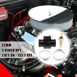 X AUTOHAUX 1 Set Auto Engine Coolant Temperature Sensor Switch Radiator Hose Fitting Adapter 32mm 170'F On-155'F Off