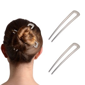 2Pcs U Shaped Vintage Hair Sticks, Metal Hair Forks, Updo Pins for Buns, Women's Chignon Accessories and Gifts for Hairstyles (Silver)