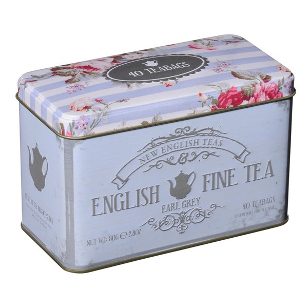 Vintage Floral Tea Tin with 40 Earl Grey Teabags