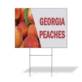 Fastasticdeals Weatherproof Yard Sign Georgia Peaches Restaurant Cafe Bar A White Lawn Garden Bistros & CAF S 18x12 Inches 1 Side Print