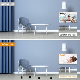 36Pcs Black Square Chair Leg Floor Protectors, High Elastic Felt Furniture Pads for Hardwood Floors, Silicone Floor Protectors for Chairs, Chair Leg Caps Covers Socks (Transparent, Small)