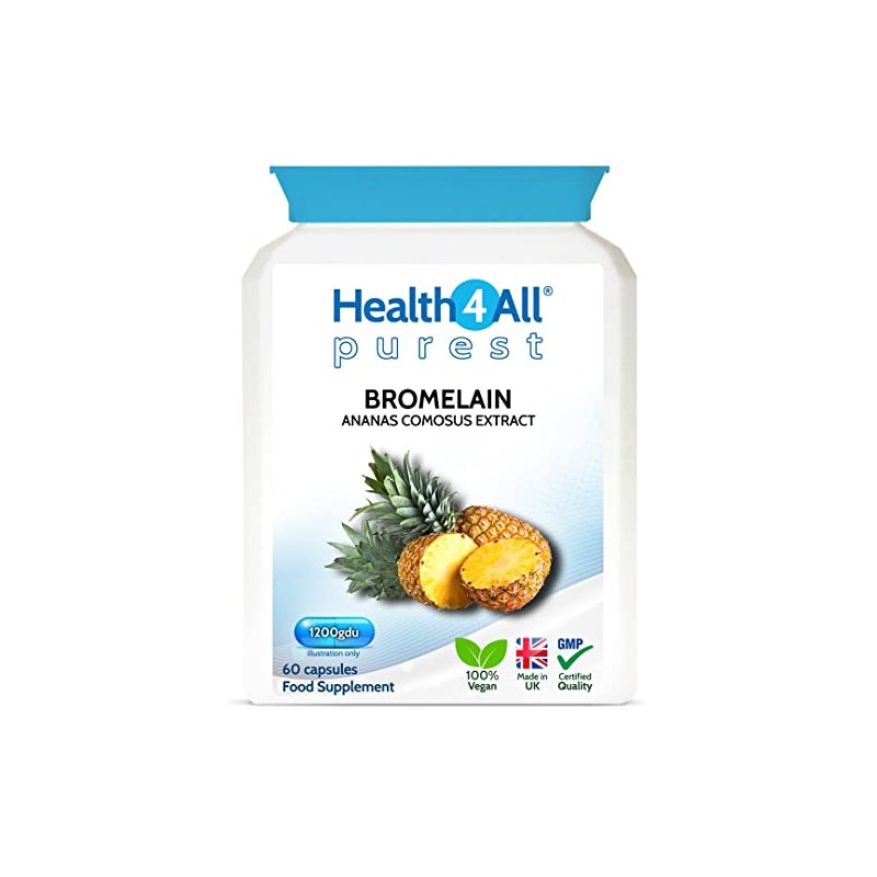 Bromelain 1200gdu 60 Capsules (V) Purest- no additives. Vegan Capsules
