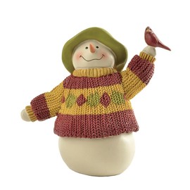 PlentifulHome Snowman Figurine - Christmas Resin Cute Snowman Statue, Christmas Holiday Desktop Decor Good WishesGift (4.13 Inch Tall)