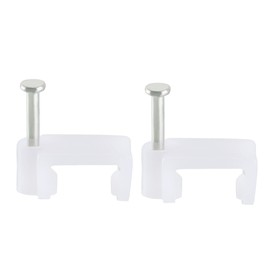 sourcing map 200 x 10mm Flat Cable Clip Nail Coaxial Tacks Wire Clips White