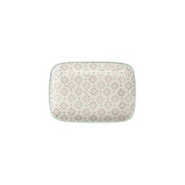 Large Rectangular Soap Dish Tray Taditional/Blue Ceramic with Holes for Water Drainage 13.5 x 9.5 x 2 cm