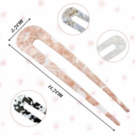 NJCXOLA French Hair Pin, Pack of 4 U-French Twist Hair Pin, Retro Hair Sticks, Chinese Retro Hair Sticks, Prong Hairpin Bun Hair Sticks, Handmade Hair Clips, for Women Girls (Straight U-Shape)