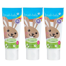 brush-baby Apple Mint Toothpaste for Babies and Toddlers | Stage 2 - First Teeth | 0-36 Months (Pack of 3 x 50ml Tubes)