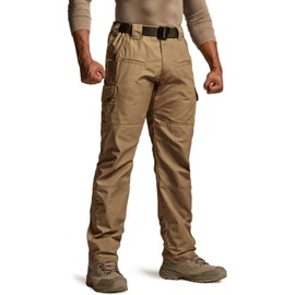 CQR Men's Tactical Pants, Water Resistant Ripstop Cargo Pants, Lightweight EDC Work Hiking Pants, Outdoor Apparel, Raider Coyote, 30W x 30L