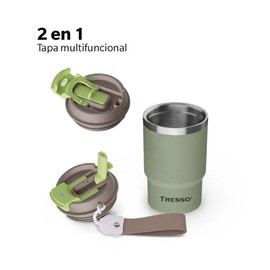 TRESSO Termo Para Café 470ml Con Asa de Viaje, Color Azul