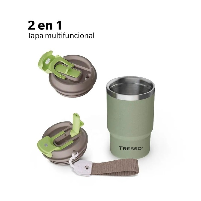 TRESSO Termo Para Café 470ml Con Asa de Viaje, Color