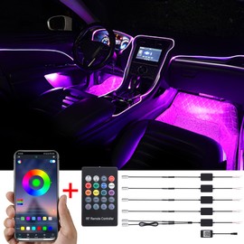 Taben atmosphere light, APP control car atmosphere light, soft DIY refit fibre optic pipe, 64 colours interior lighting, decorative light, 1W DC 12V