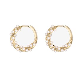 Pearl Chunky Gold Hoop Earrings For Women Trendy Sterling Silver Twisted Hoop Earrings