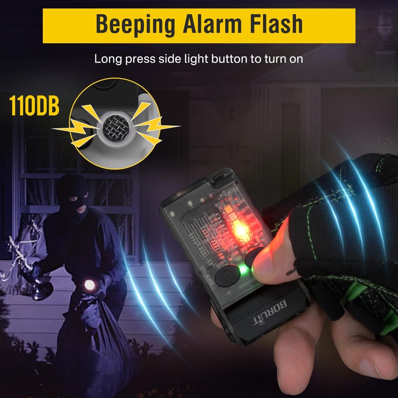 BORUIT V20 Small Flashlight EDC Flashlight with Clip,365nm UV,180°Head Swivels,Super