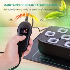 LERWAY Seedling Heating Mat with Digital Thermostat and NTC Probe 30W Warming Mat Waterproof Heat Mat for Plants Seedlings, Reptiles, Brewing Greenhouse Incubation 25.4cm x 50.8cm