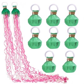 10 Pack Hand Throw Streamers Poppers,Pink White Hand Throw Crepe Paper Streamers for Party.Colourful Streamers Poppers with 30 Streamer Ribbons,No Mess Confetti for Birthday Baby Shower