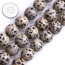 GEM-Inside Dalmation Dalmatian Jasper Gemstone Loose Beads 14MM Round Crystal Energy Stone Power for Jewelry Making 15"