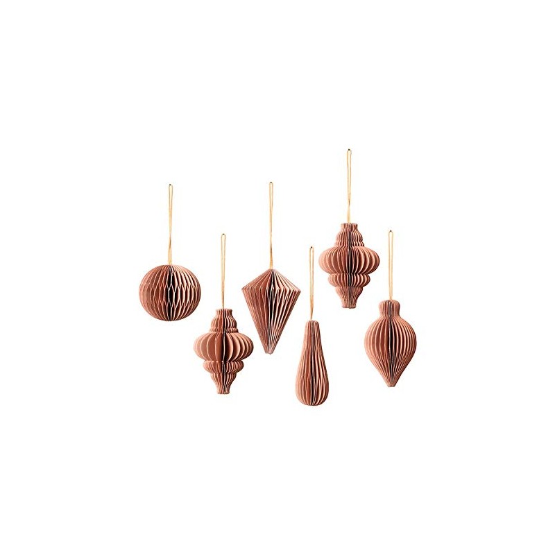 Broste Decorative Christmas Mix Paper Pendants Set of 6 Ready