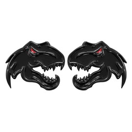 OUESAAS Dinosaur Emblem, A Pair Dinosaur Graphic Badge Fits for RAM TRX 1500 ~Stick it Anywhere (Black Redeye)