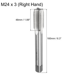 sourcing map Metric Thread Tap M24 x 3 H2 160mm Extra Long Straight Flute Screw Thread Milling Machine Taps Threading Tapping Repair Tool