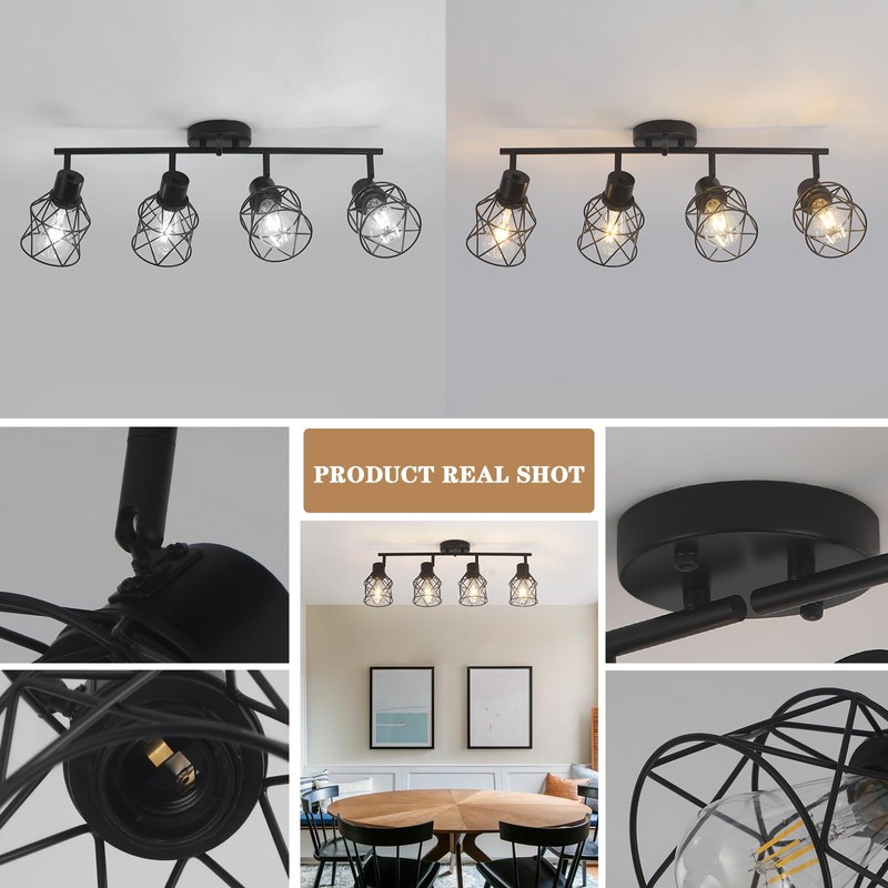 BUXVRCS Adjustable Multi-Directional Black Light Fixtures, Semi Flush Mount Ceiling
