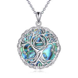 YFN Tree of Life Necklace Sterling Silver Therian Tree Pendant Jewelry Therian Pride Symbol Gifts for Women Men, Normal, Sterling Silver, No Gemstone