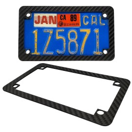 OZ-USA Carbon Fiber License Plate Frame Matte Black Twill Weave Design for Motorcycle