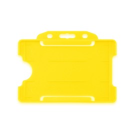 CKB LTD 10x Yellow Single Sided Rigid Slide in Open Faced ID Card Badge Holders Horizontal/Landscape Identity Plastic Pass Protector - Holds a 86mm 54mm cr80 Credit Card Sized